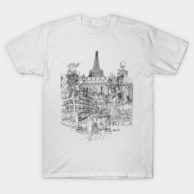 Paris (B&W) T-Shirt by davidbushell82